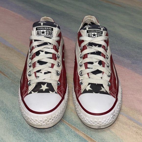 Converse Chuck Taylor All Star Low Sneakers USA FLAG women’s size 8 - Picture 3 of 9